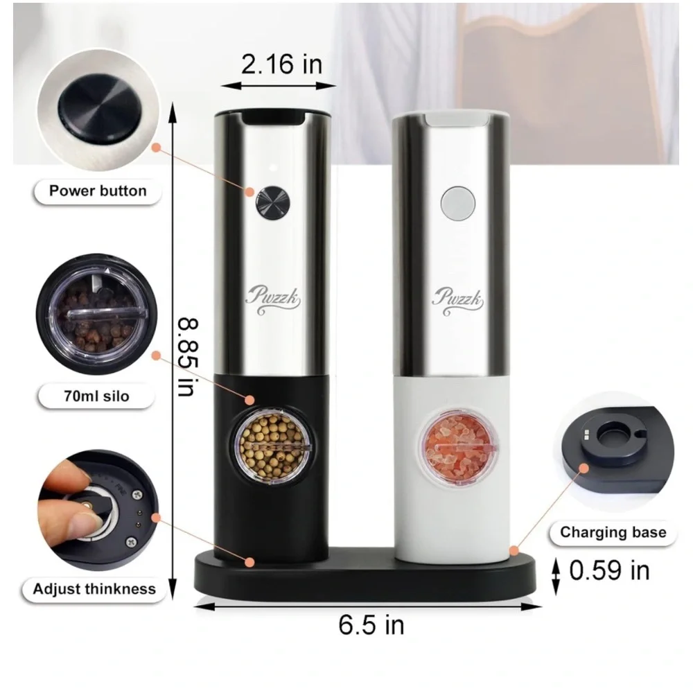 2 Pcs Puzz Electric Grinder Set - Black and White